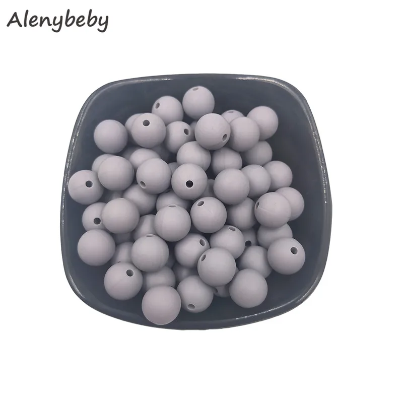 

Light Gray Color Food Grade Silicone Round Bead 12/15mm Baby Teether Necklace Toy DIY Pacifier Chain Care Baby Teether Product