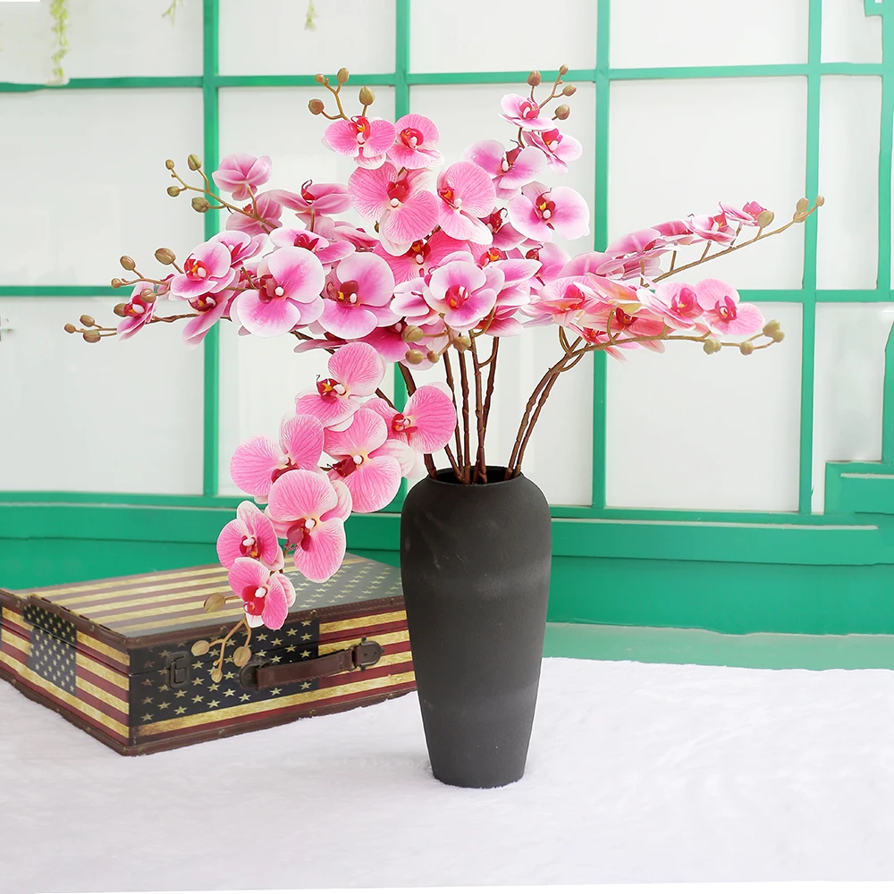 Artificial Butterfly Orchid Latex Flowers Fake Flower Branch for Home Table Desktop Center Decoration Party Festival Flores