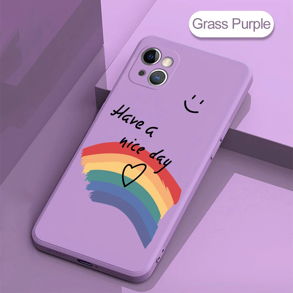 Liquid Silicone Rainbows Back Case For iPhone 13 12 Pro Max 6 XR XS Shockproof Cover for iPhone 11 7 8 6S Plus Min SE 2020 Cover