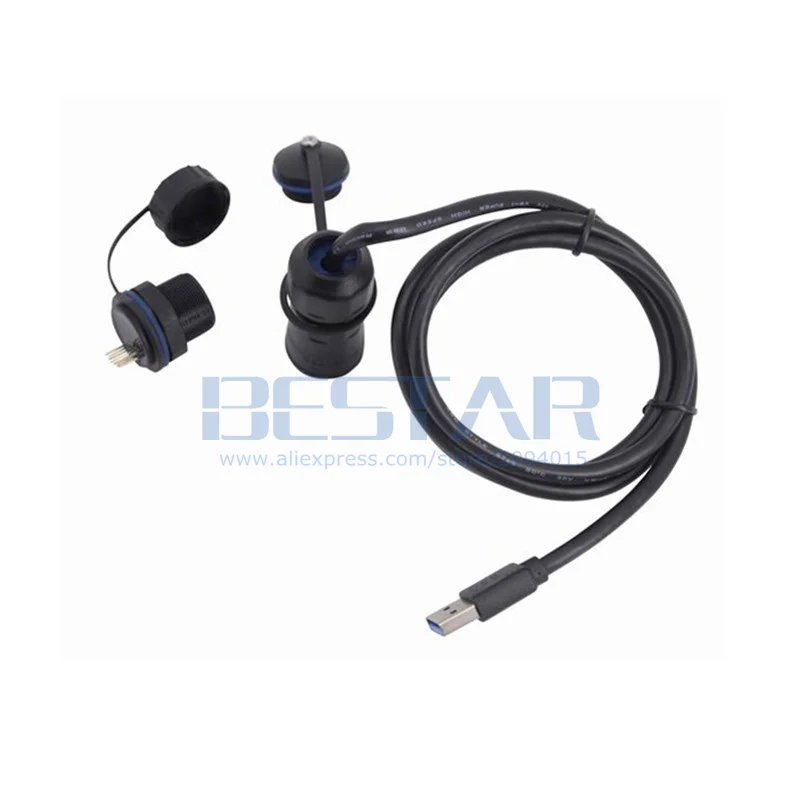 مقاوم للماء USB 3.0 تمديد كابل M20 IP68 10Pin ذكر إلى USB نوع أنثى المقبس التوصيل مع غطاء الغبار 1 متر 1.5 متر 3 متر خيارات