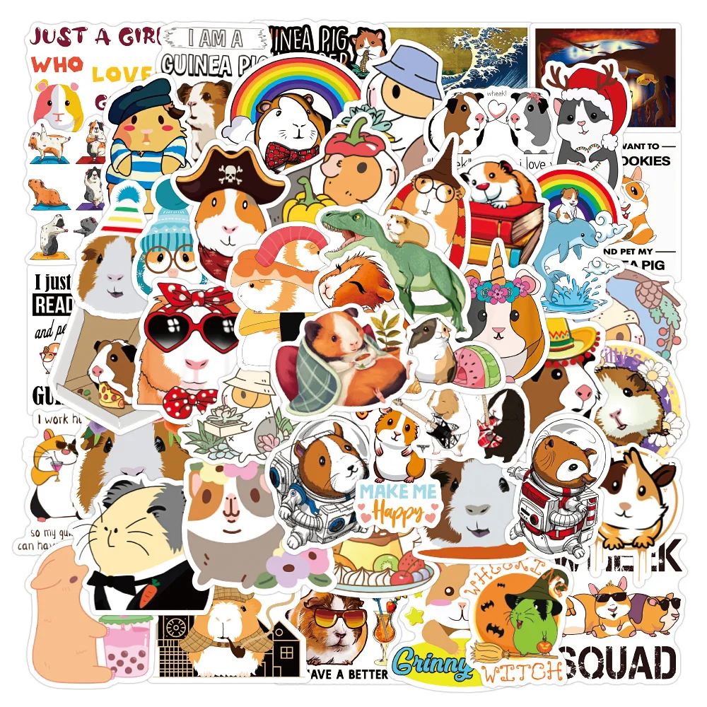 10/30/50PCS Cute Animal Guinea Pig Personality Decoration Graffiti Waterproof Sticker Notebook Refrigerator Skateboard Wholesale