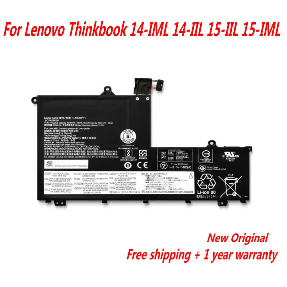 

NEW L19D3PF2 L19C3PF1 L19L3PF8 L19M3PF1 L19M3PF9 Laptop Battery For Lenovo Thinkbook 14-IML 14-IIL 15-IIL 15-IML 11.52V