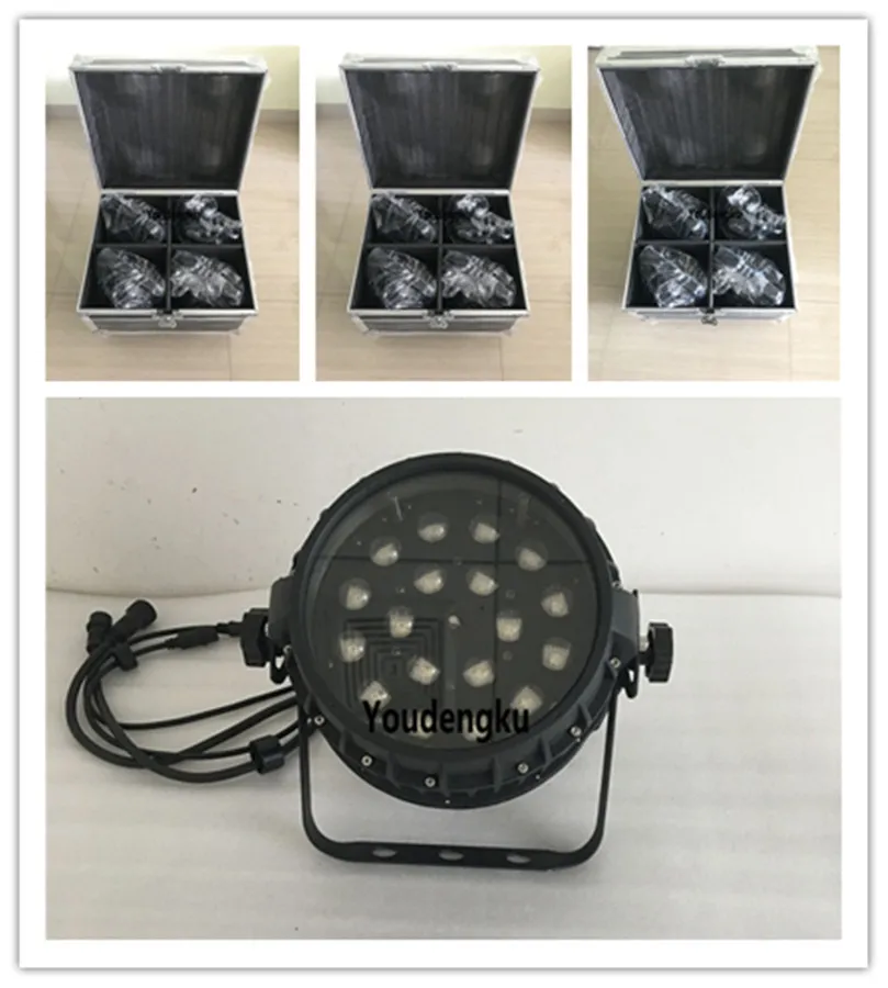 

12pcs with flightcase Stage 18 x 10w RGBW 4IN1 10W Waterproof DMX Wash beam Par 64 Ip65 Led Par Light for event lighting