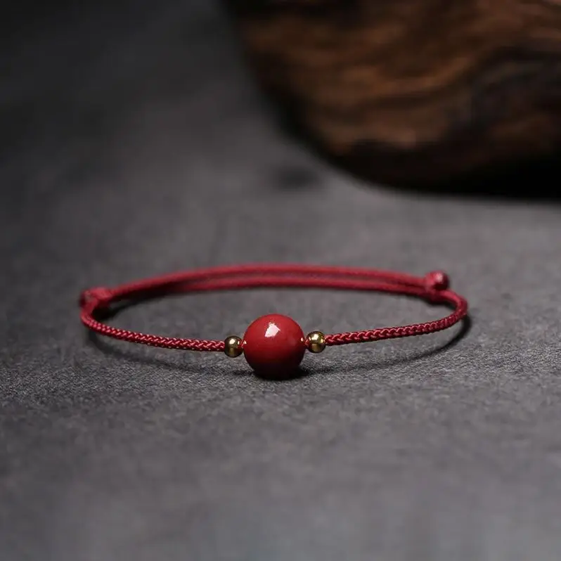 Natural Purple Cinnabar Handmade Bracelets Knots Lucky Red Black Rope Bangle Anklet For Women Size Adjustable Drop Shipping