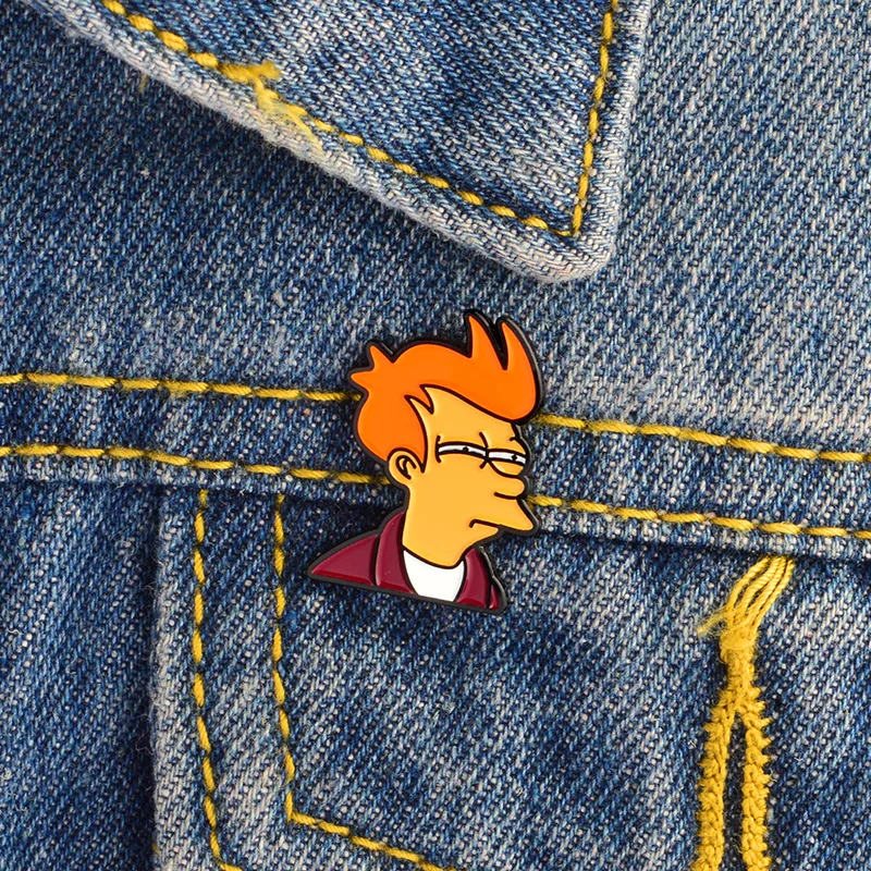 Cartoon character Philip J. Fry alloy brooch creative personality collar pin decoration backpack decorative badge