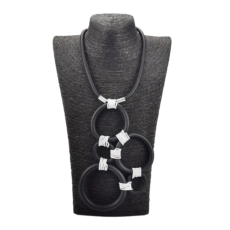 UKEBAY New Gothic Pendant Necklaces Women Geometric Handmade Jewelry For Party Necklace Fashion Rubber Sweater Chain Necklaces