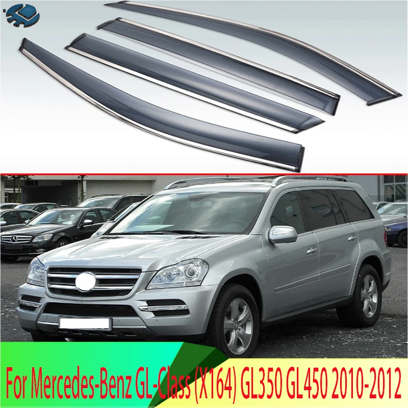 

For Mercedes-Benz GL-Class (X164) GL350 GL450 2010-2012 Plastic Exterior Visor Vent Shades Window Sun Rain Guard Deflector 4pcs