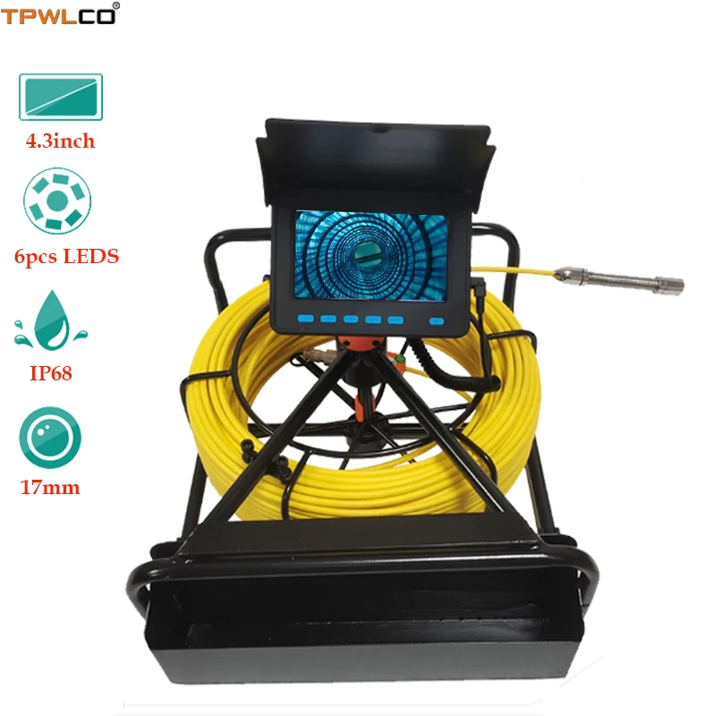 TPWLCO 10-50m Cable Sewer Waterproof Endoscope Inspection System 4.3