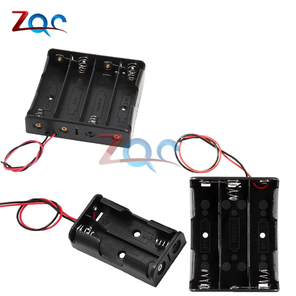 Black Plastic 2x 3x 4x 18650 Battery Storage Box Case 2 3 4 Slot Way DIY Batteries Clip Holder Container With Wire Lead Pin