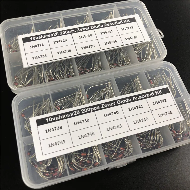 20Values x20 400pcs Zener Diode Assortment Electronic kit 1N4728~1N4748 1W DO-41 With 2 storage Box