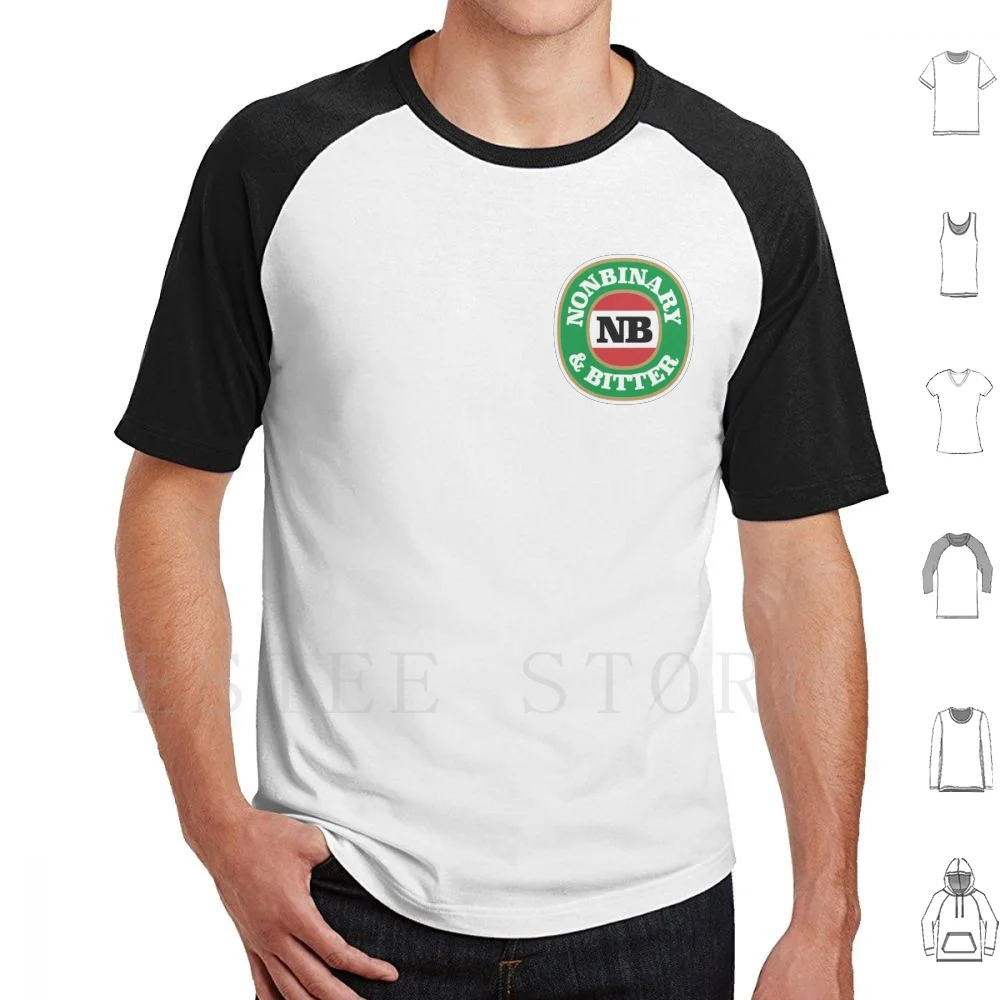 Nonbinary & Bitter ( Pocket Print ) T Shirt Print Cotton Nonbinary Beer Queer Non Binary Genderqueer Agender Trans
