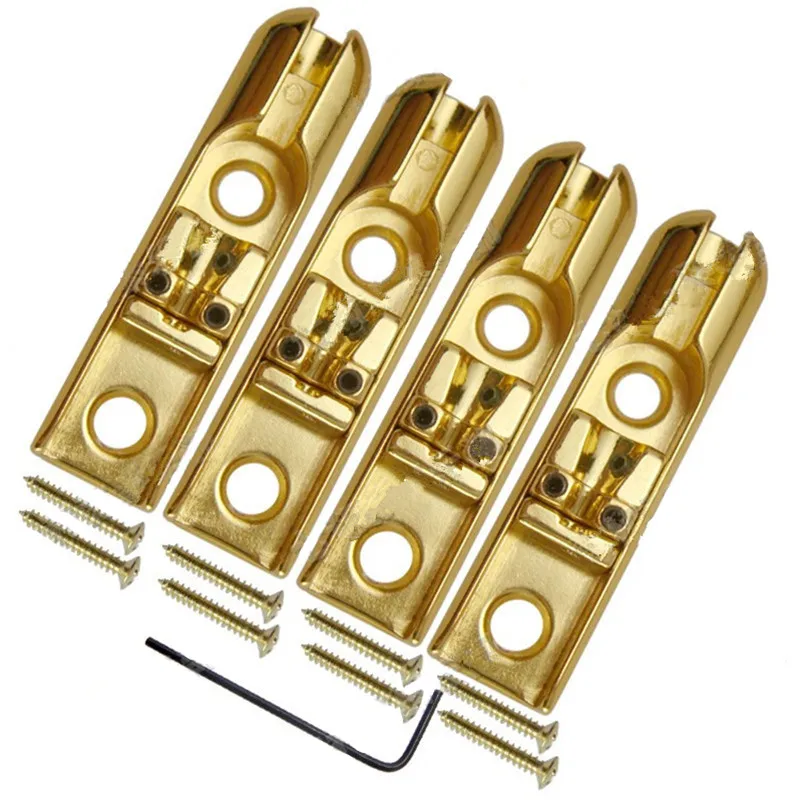 Ein Satz von 4 goldenen Aingle 4-saitigen Bassgitarren-Brücken, individuelle Brücken für E-Bass, Zubehörteile – Detail 1