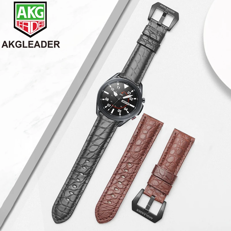 Newest 20mm 22mm Crocodile skin watch strap for Samsung Galaxy Watch Active 2 3 Gear S2 S3 Silicone Watchband Bracelet band