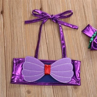 VISgogo 3Pcs Girls Mermaid Bikini Set Lace Up 3D Swimsuits Triangle Briefs Bowknot Elastic Headband Summer Swimwear Suit 3