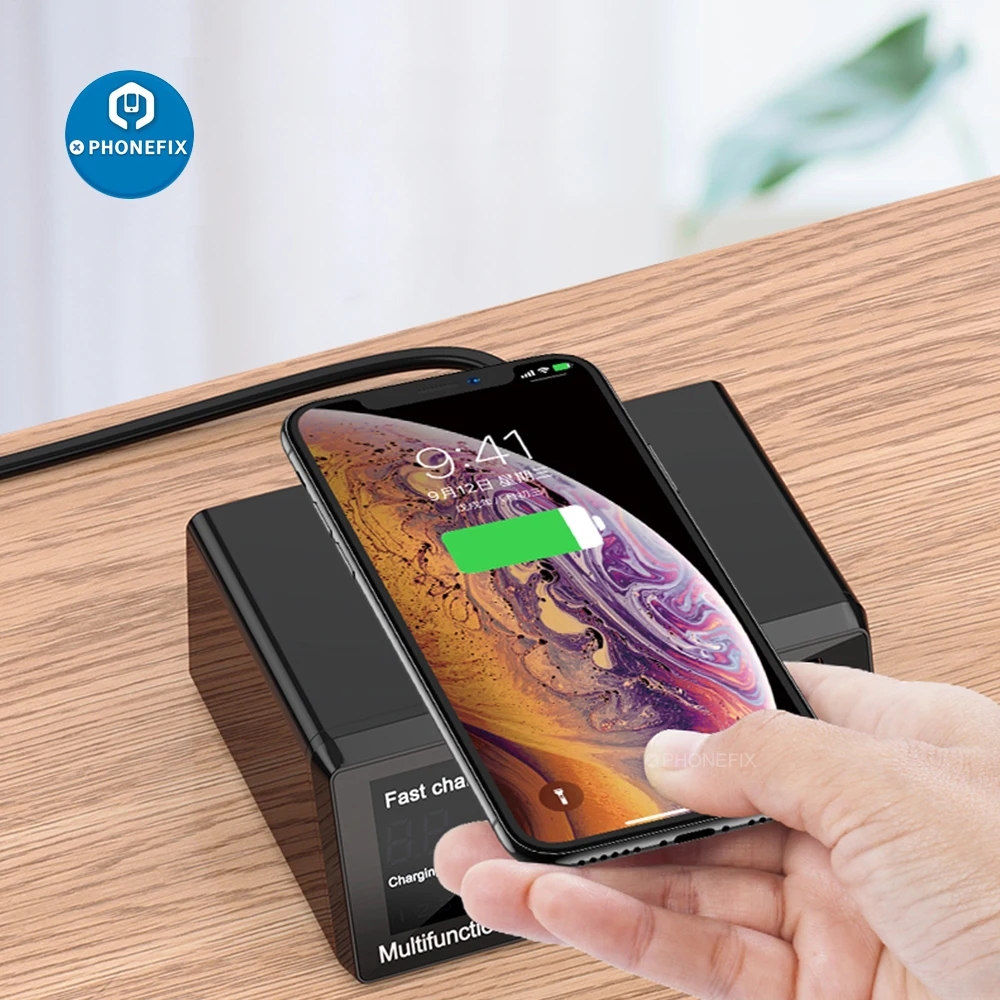 100W 8 Ports USB Fast Charging Station Quick Charge 3.0 Adapter HUB Wireless Dock Station PD Fast Charger For Mobile Device