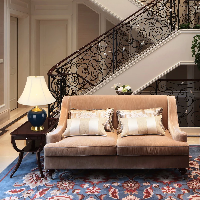 OURFENG Modern Table Lamp Ceramic LED Decorative Brass Bedside Desk Light  For Home Study Foyer Office Bed Room