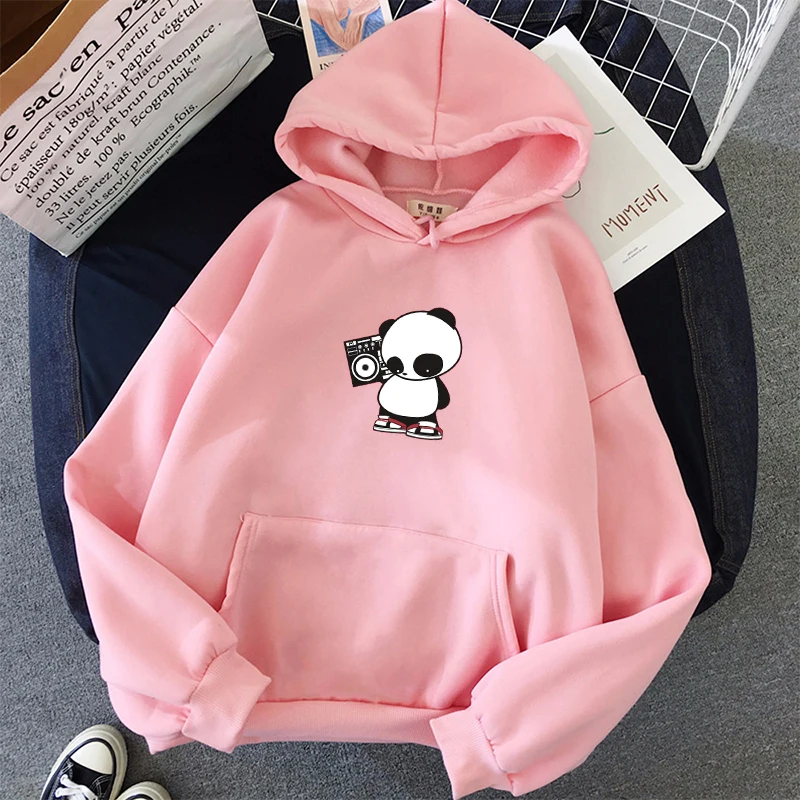 Casual Hoody Streetwear Poleron Mujer Winter Women Kwaii Hoodies Sweatshirts Panda Hoodie Sweatshirt Hooded Pullover Tops Blouse