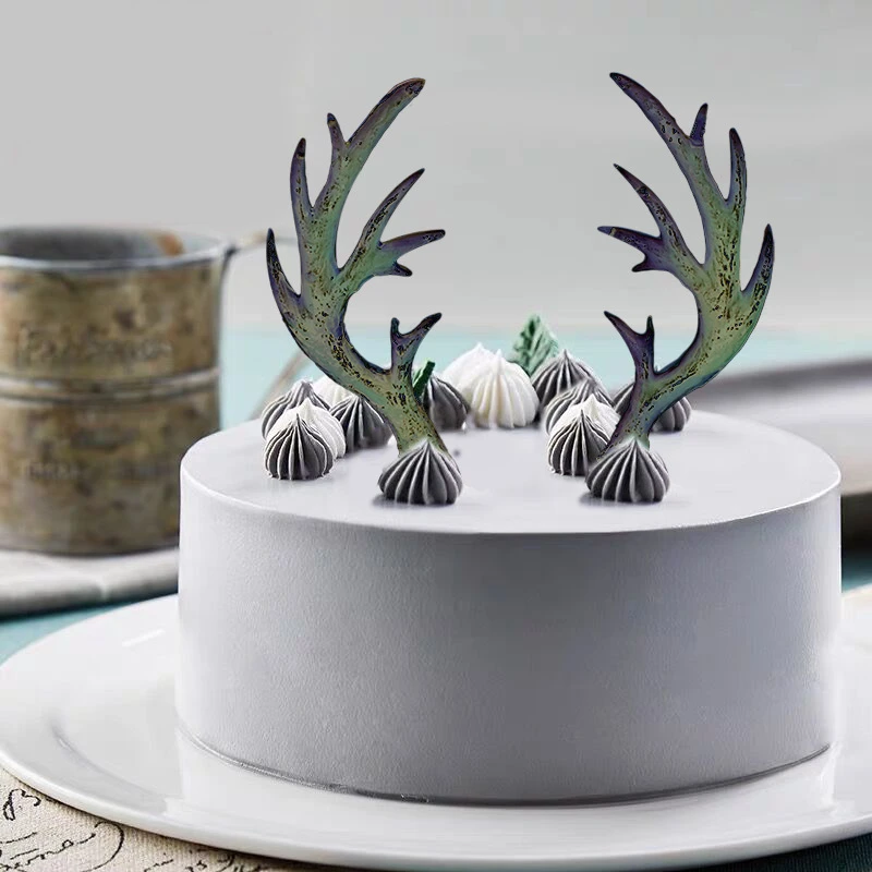 Aomily Elk Antlers Shaped Silicone Chocolate Mould Cake Decorating Tools Cupcake Cookies Silicone Mold Muffin Pan Baking Gift