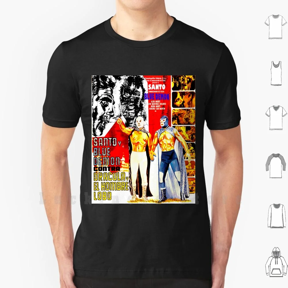 Santo Y Blue Demon Vs Drácula Y El Hombre Lobo T Shirt Men Cotton Cotton S-6xl El Santo Blue Demon Dracula Hombre Lobo