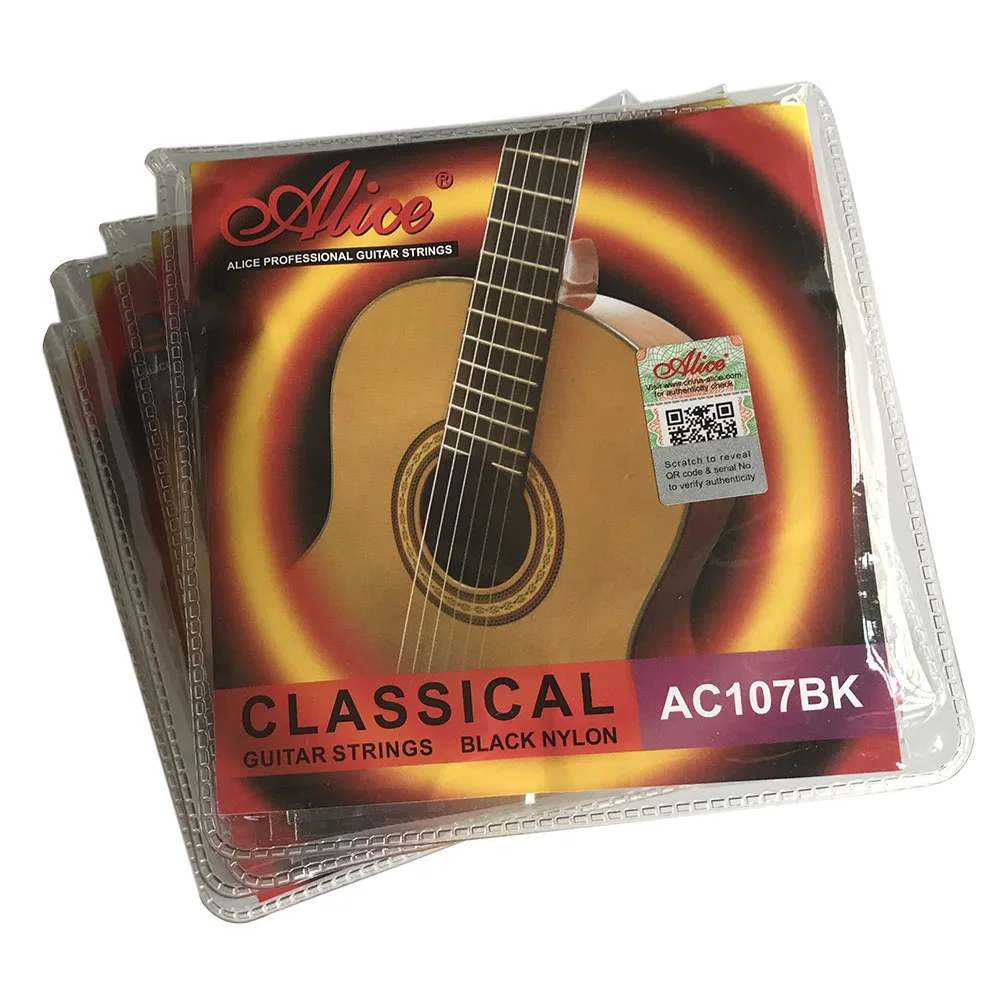 

5 Sets Alice AC107BK-H Classical Guitar Strings Hard Tension Black Nylon