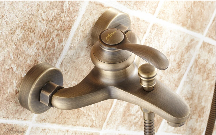 Vintage Europe style high quality total brass bronze finished wall mounted bath and shower faucet exposed B&S faucet set