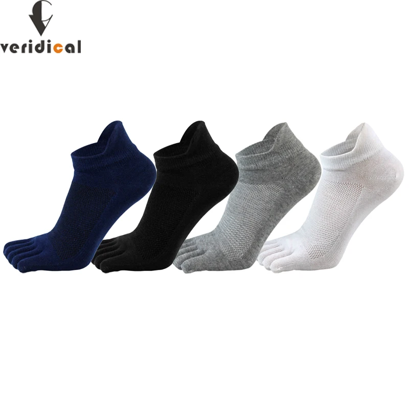 Solide reine Baumwolle Knöchel fünf Finger Socken für Mann weich elastisch erträglich atmungsaktiv Mesh Deodorant No Show Toe Boots socken Sport