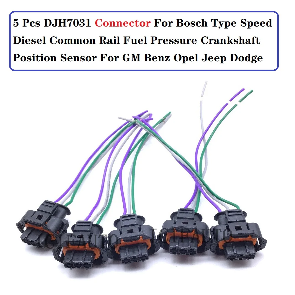 3 Way Connector for Bosch Common Rail Diesel Injector Pressure Crankshaft Position Sensor - 0225 456 726 / 0225456726