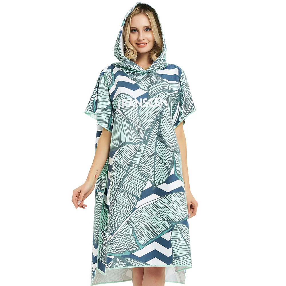 Microfiber Poncho Towel Surf Beach Wetsuit Changing Bath Robe with Hood,Watersports Swimming Outdooor Cloak Men Women