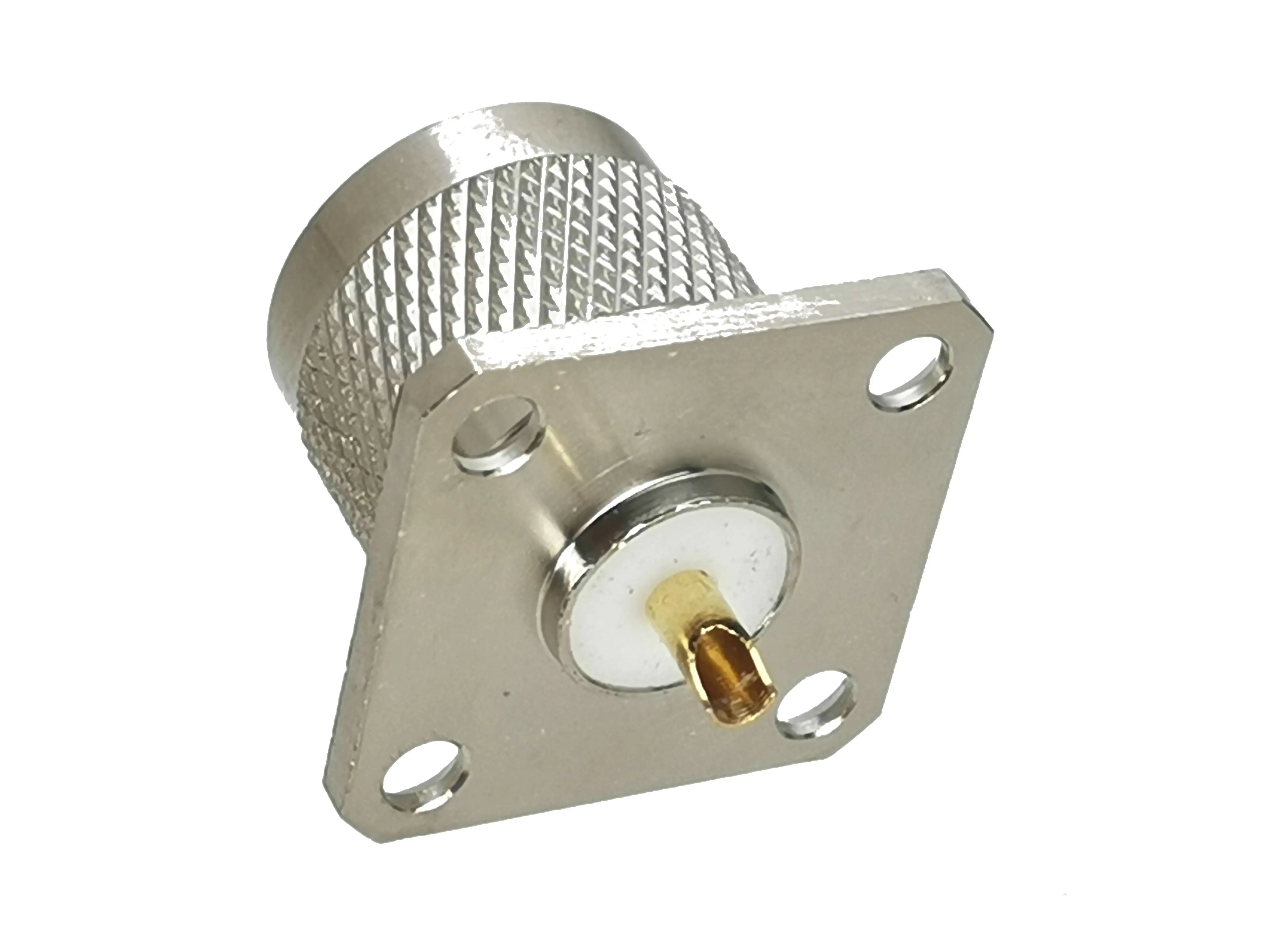 1Pcs N Male Plug 4-holes Flange Solder Pannel mount RF Adapter Connector Coaxial Straight High Quanlity