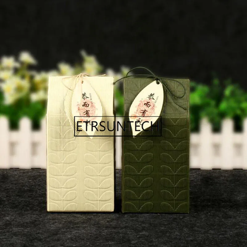 100pcs Green/Beige Paper Packaging Box Carton Corrugated Box Tea Candy Gift Packing Boxes Wedding Gift Bag ZA5408