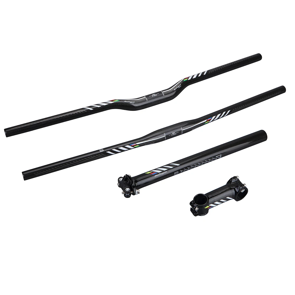 

BALUGOE MTB Carbon Handlebar Bicycle Parts Handlenar + Saetpost + Stem + = LOT Set Handlebar Tube Seat reduce drag