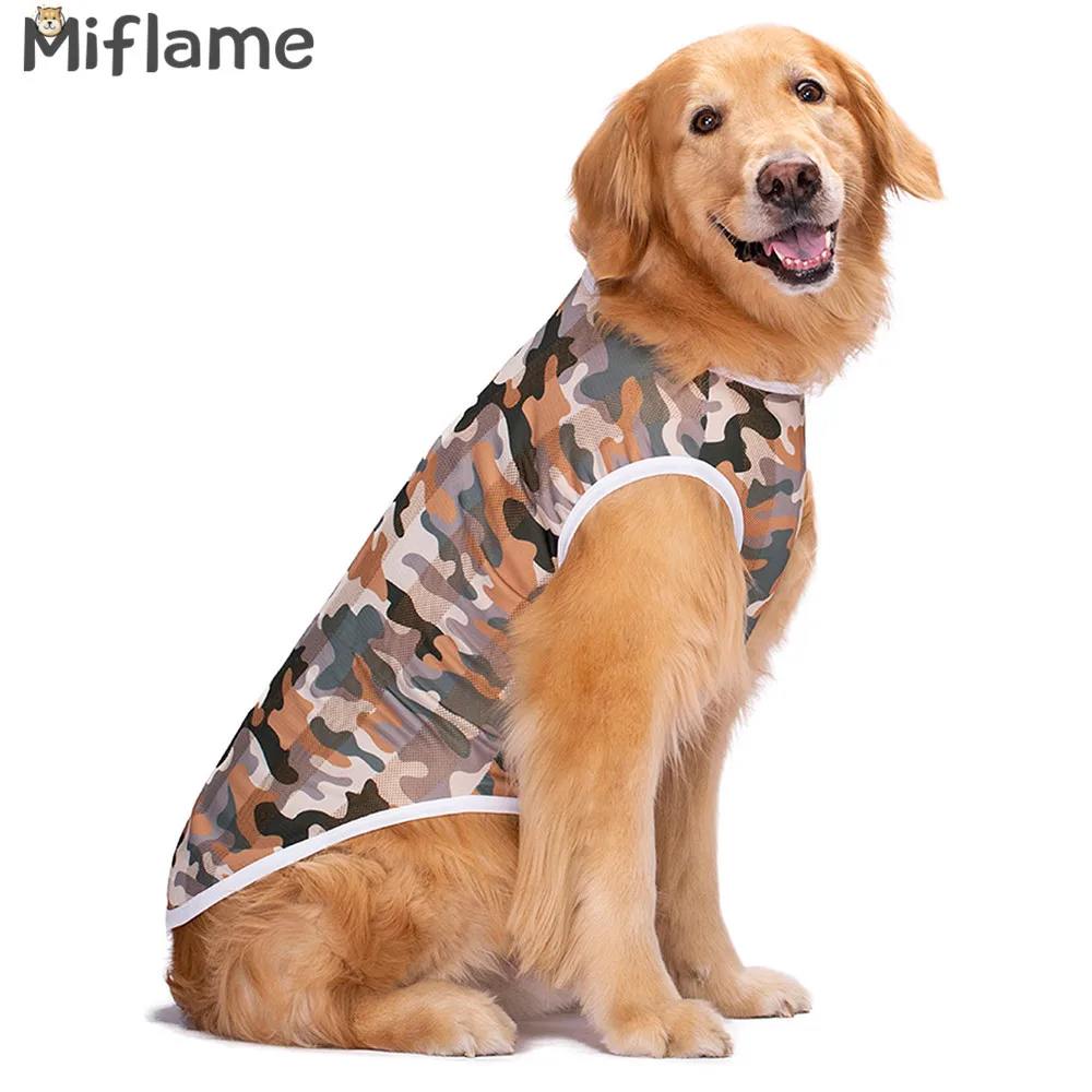 

Miflame Camouflage Large Dog T-shirts Labrador Golden Retriever Summer Thin Big Dogs Clothes Mesh Pet Shirts Breathable Dog Vest