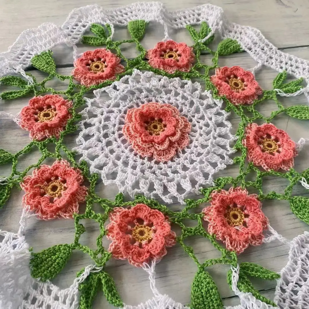 Handmade Cotton Lotus Leaf Shape Table Place Mat Pad Cloth Crochet Placemat Christmas Wedding Tea Coaster Drink Doily Kitchen