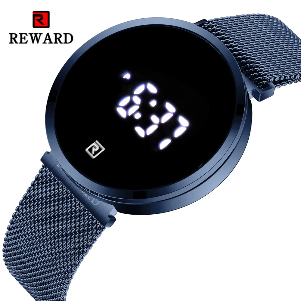 

Reward Fashion 2020 Men Watches Waterproof Date Sport steel belt Hours Touch Screen Men Wrist Black Watch Reloj hombre gifts