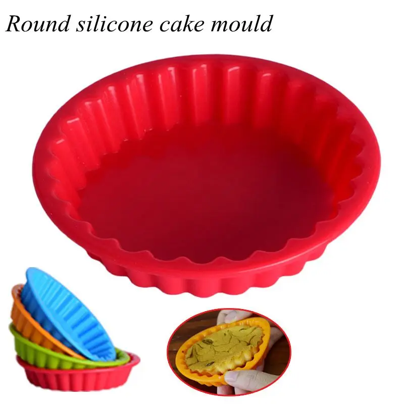 Silikon Tart Formen Mini Quiche Tart Formen Nicht-stick Runde Geriffelte Flan Pan Mit Lose Basen Kuchen Form Kuchen Werkzeuge backformen Pan Backen