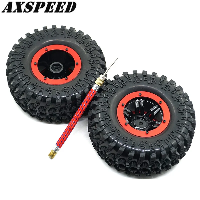 AXSPEED 4PCS 2.2inch RC Car Inflatable Air Pneumatic Rubber Tires Tyres Wheel Rims for 1/10 Axial Wraith 90018 SCX10 TRX4