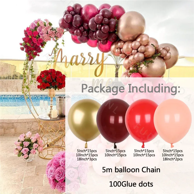 127pcs Red Gold Arch Garland Kit Balloons Set For Birthday Wedding Party Decorations Chrome Latex Balloons DIY Globos Kids Gifts