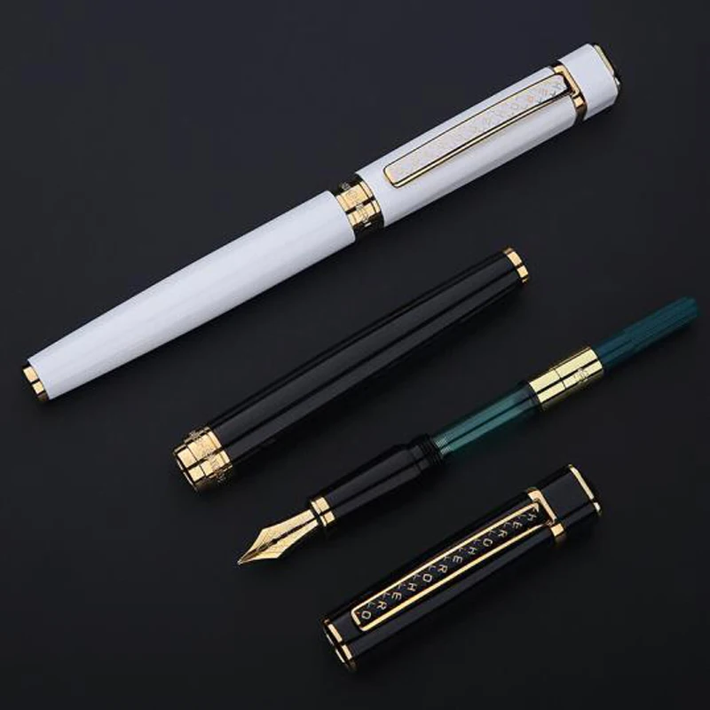 

Hero 979 Square Cap Metal Business Office Fountain Pen Golden Plates Clip Iridium Fine Nib 0.5mm Fine Quality Writing Ink Pen