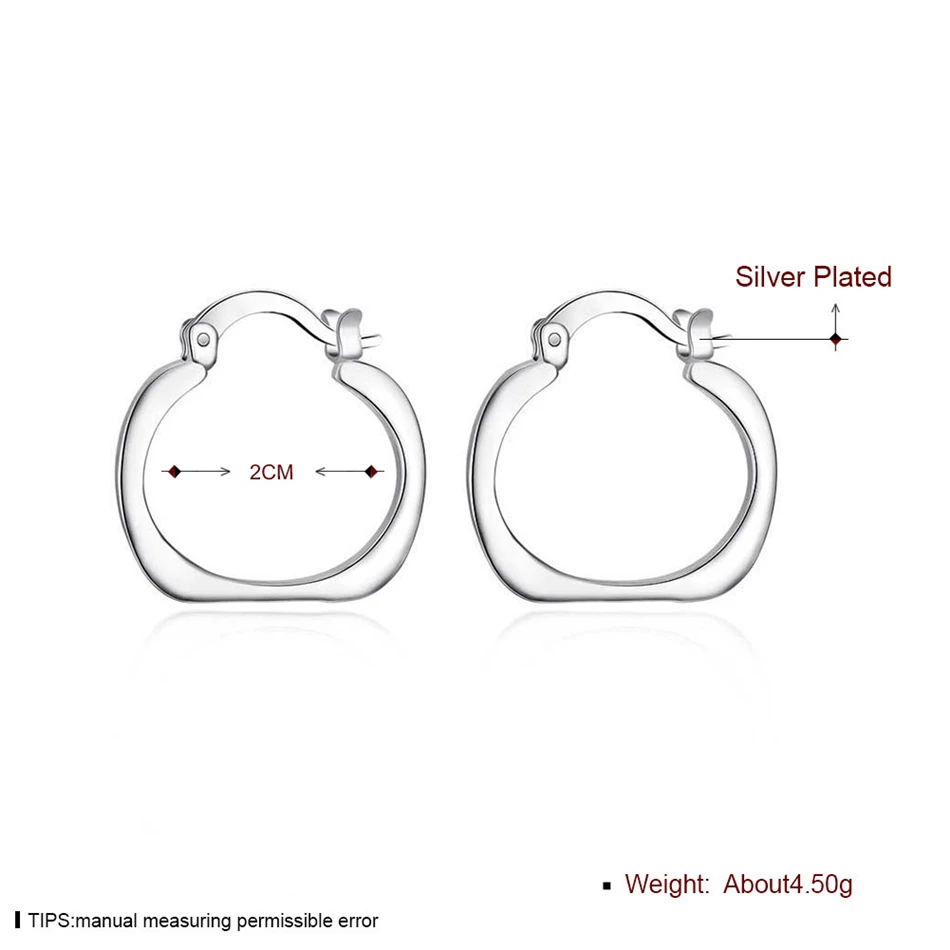 DOTEFFIL 925 Sterling Silver Square Round 20mm Hoop Earrings For Woman Wedding Engagement Party Fashion Charm Jewelry image 6