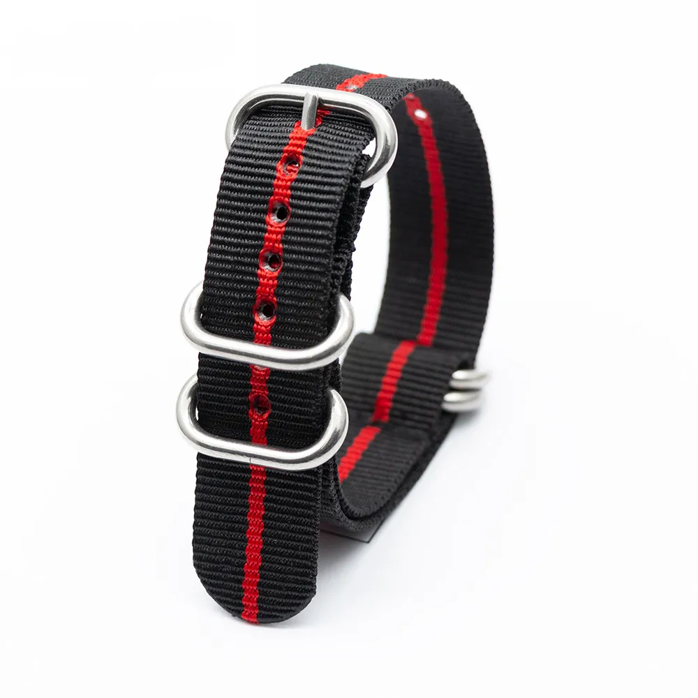 Soft Breathable Nylon Strap Watch Replacement Belt 18mm 20mm 22mm 24mm 2 Black 1 Red Sports WatchBand For Adjustable Buckle