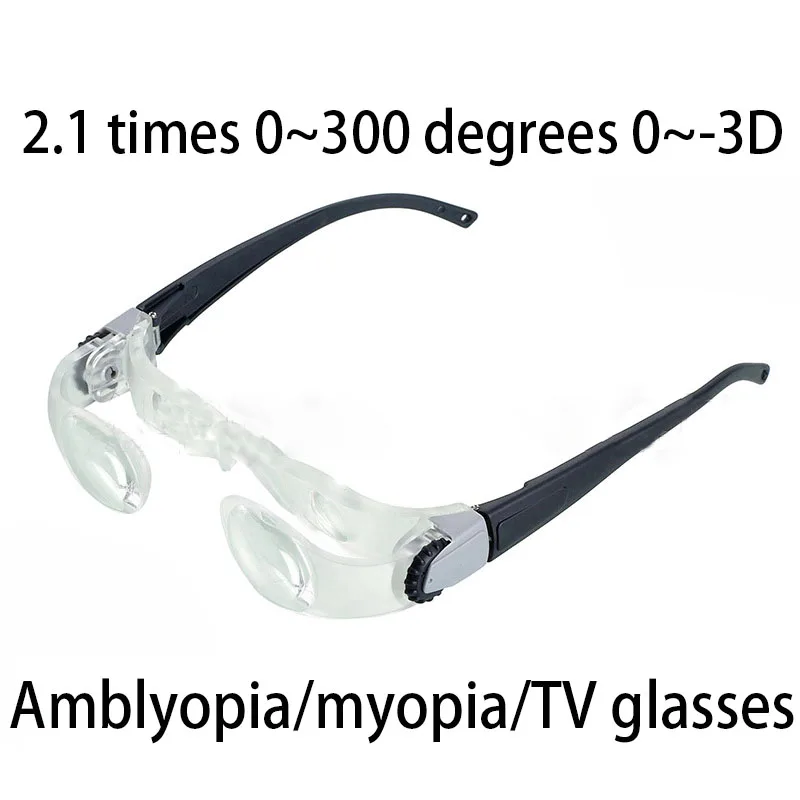 

Folding Watch TV Computer Fishing Movie Amblyopia 2.1 X Magnifier Glasses for Myopia 0-300 Degrees Laboratory Equipment