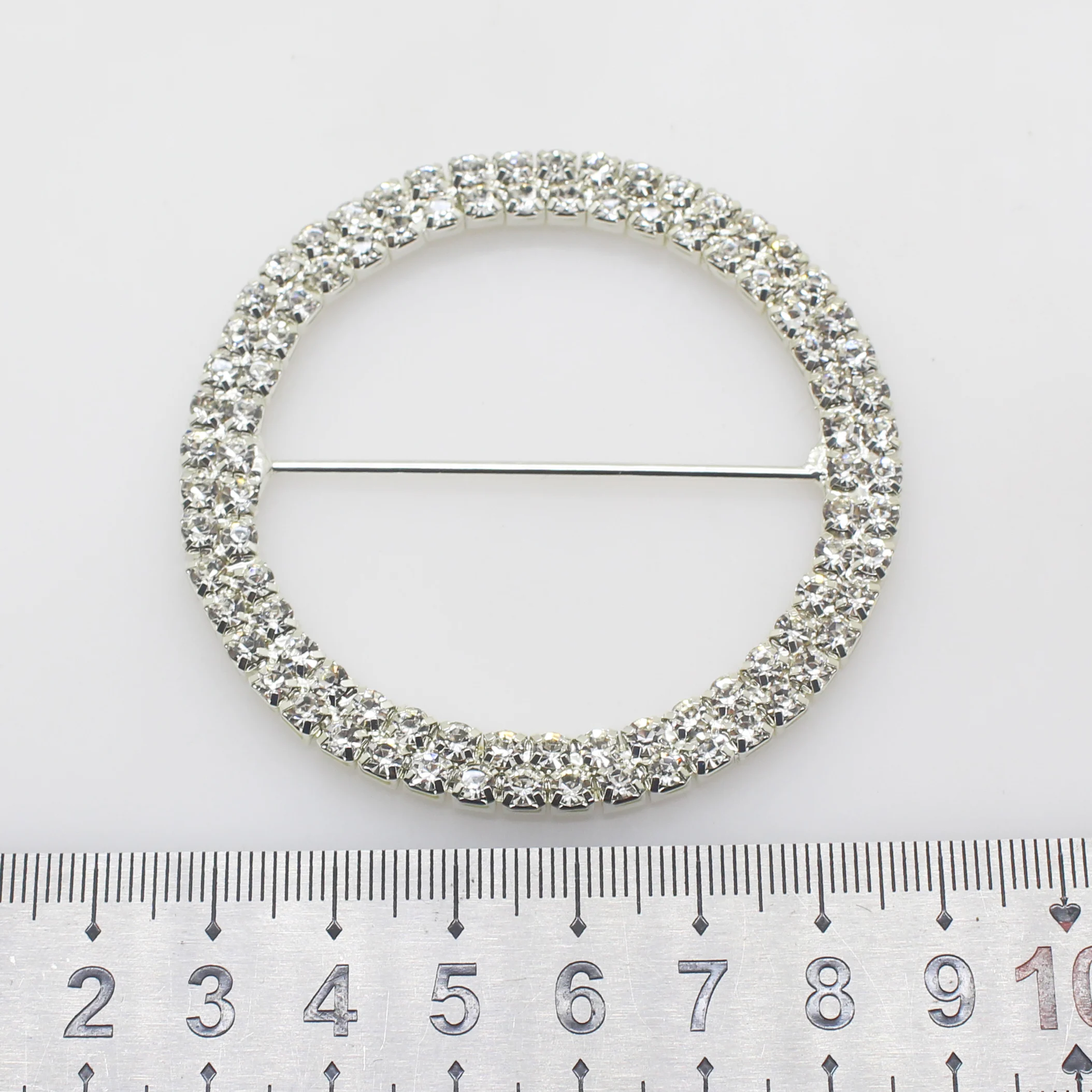 LKERAN 2Pcs/lot 6cm Double row Rhinestone Buckles Wedding Chair Sash Ribbon Slider for DIY Hair Accessories Free Shipping