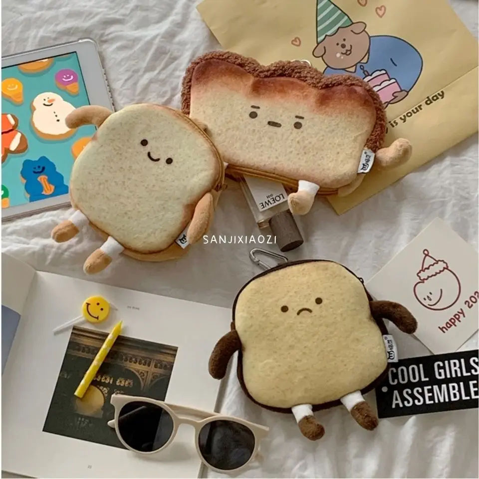 Korea Ulzzang Cartoon Cute Bread Women's Wallet Student Kawaii Wallet Harajuku Coin Purse Ladies Card Bag Trend Small PU Wallet