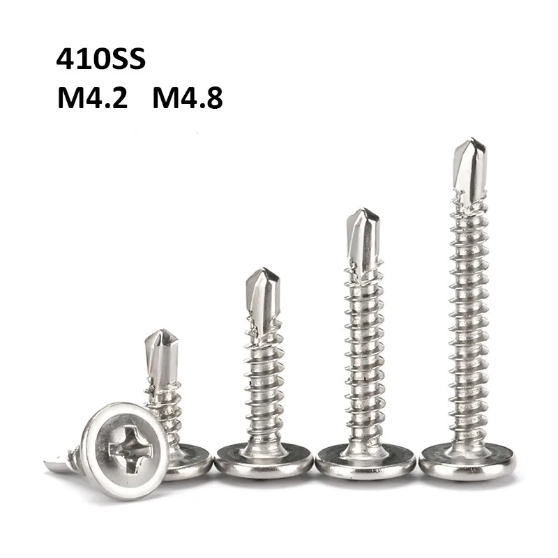 M4.2 m4,8 parafusos de cabeça redonda, parafuso rosqueado automático de aço inoxidável 410