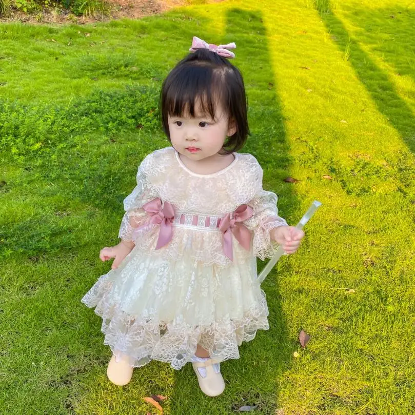 Miayii Baby Clothing Spanish Lolita Vintage Lace Bow Ball Gown Birthday Party Easter Princess Dress For Girls Y3797