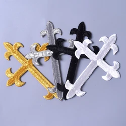 5Pcs Gold Silver Black Cross Iron On Transfers Patches For Clothing Rock Punk Sticker