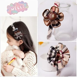 Fashion british plaid headband hairpin for women girls cute bowknot flower bear plaid hairband children hair accessories