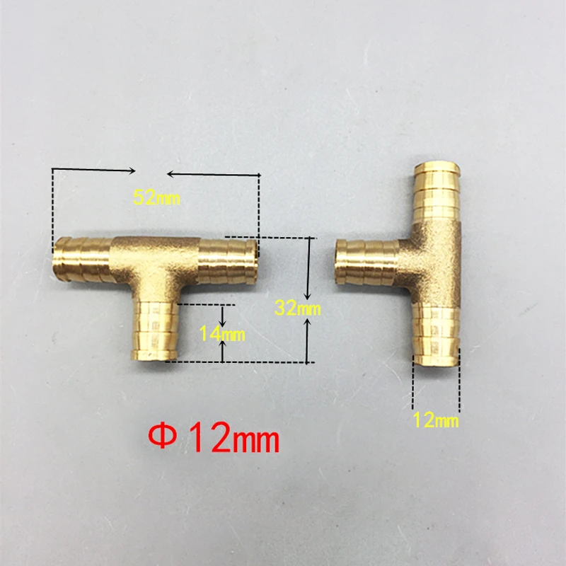 T way T-Shape Brass Barb Pipe  Hose Fitting 3 way connector For 4mm 5mm 6mm 8mm 10mm 19mm hose copper Pagoda Water Tube Fittings