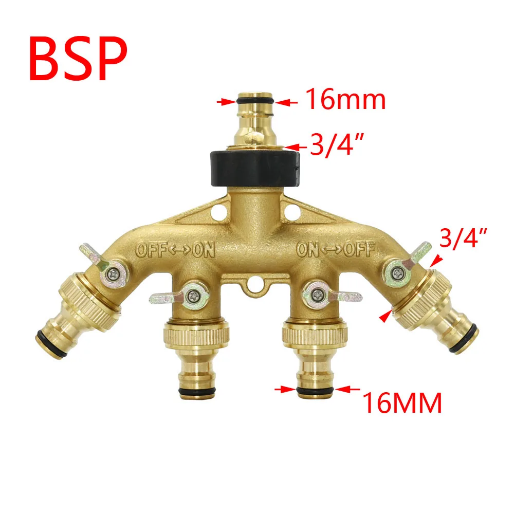 3/4 Cal 2/4-Way mosiądz wąż ogrodowy Splitter kran ogrodowy y-type podlewanie złącze dystrybutor na kran na zewnątrz