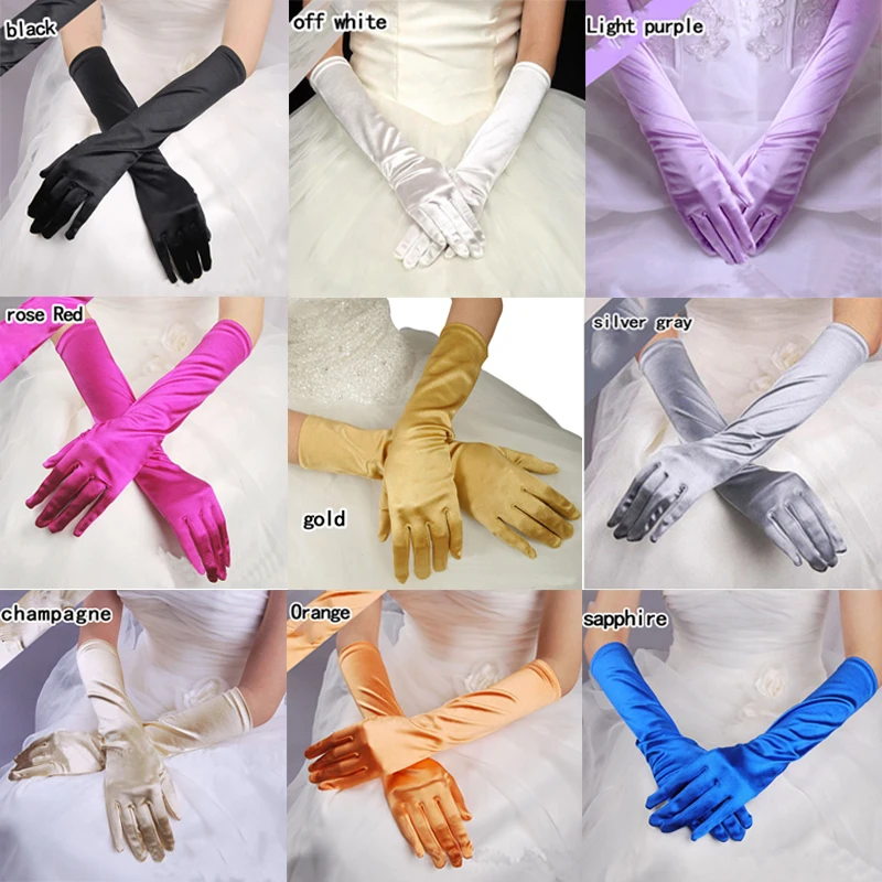 

Variety of colors bridal wedding accessories gloves bridal dress wedding women's white and red hot pink gold black blue bride